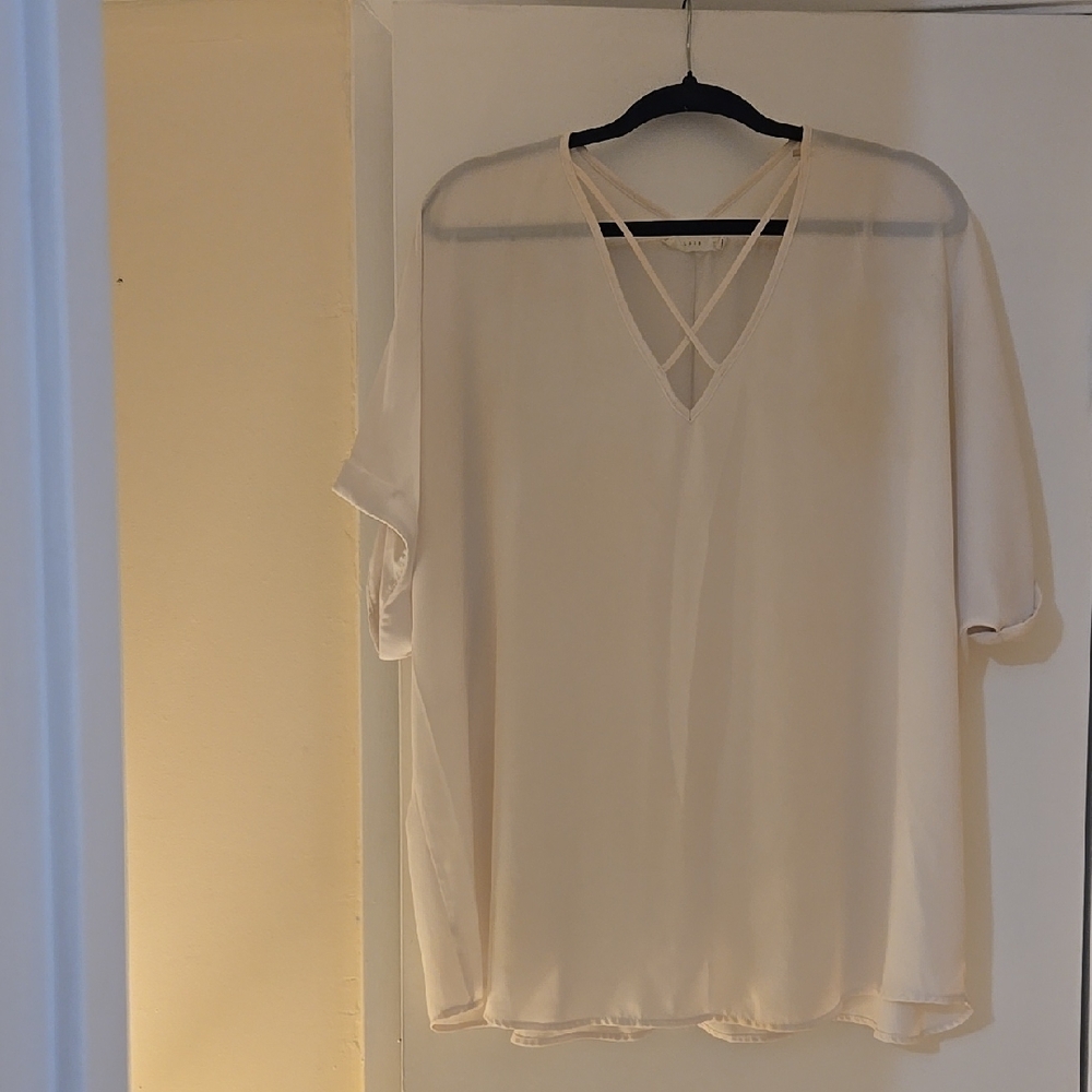 Elegant Cream V-Neck Women's Top